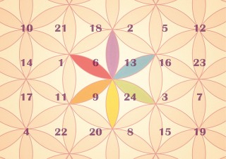 Postkarte Yoga Vidya Adventskalender mit der "Blume des Lebens"