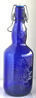 Freiglas, Bügelglasflasche blau, 0m Lotus, 0,75 L