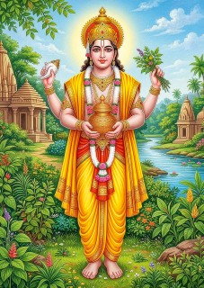 Götter-Postkarte Dhanvantari