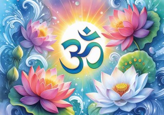 Postkarte „Om mit Lotos“