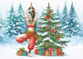 Postkarte "Yogini im Schnee"