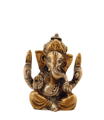 Ganesha Murti ~ 6 cm, Messing versilbert