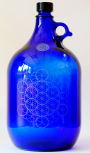 Freiglas, Henkelflasche blau Blume des Lebens -Samen des Lebens, 5l
