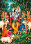 Götter-Postkarte Krishna mit Gopis